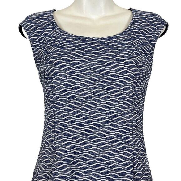 RN Studio by Ronni Nicole Womens Navy White Stretch Knit Cap Sleeve Dress sz 6 - Picture 7 of 16